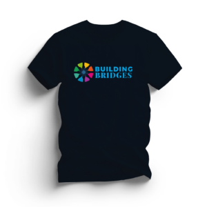 building bridges autism inspired t-shirt, autism awareness t-shirt, autism support t-shirt, colorful t-shirt, bridge design t-shirt, comfortable t-shirt, pre-shrunk cotton t-shirt, stylish t-shirt, unisex t-shirt, adult t-shirt