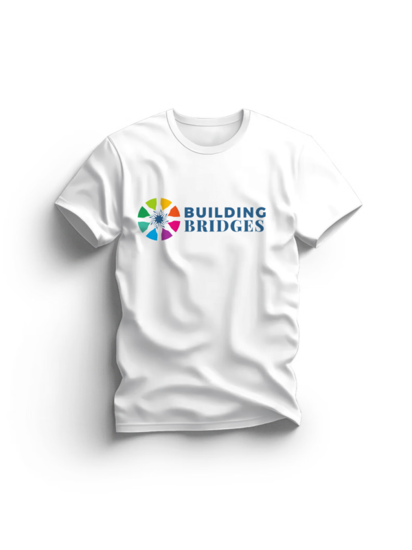 building bridges autism inspired t-shirt, autism awareness t-shirt, autism support t-shirt, colorful t-shirt, bridge design t-shirt, comfortable t-shirt, pre-shrunk cotton t-shirt, stylish t-shirt, unisex t-shirt, adult t-shirt