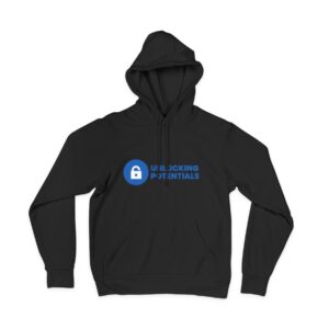 A close-up of the front of a black hoodie featuring a colorful puzzle piece design. The puzzle pieces are arranged in a way that symbolizes unlocking the hidden potentials of individuals with autism. The vibrant colors of the puzzle pieces represent the diverse range of talents, abilities, and unique perspectives found within the autism community. The hoodie is made of soft, comfortable fabric and has a relaxed fit, perfect for everyday wear. A portion of the proceeds from each sale of this hoodie goes towards supporting autism research and initiatives, fostering a more inclusive and accepting society."